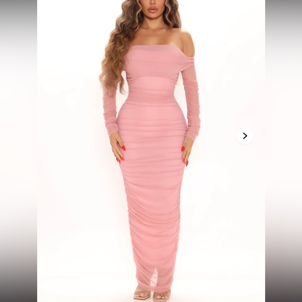 Fashion Nova Elegant Pink Long Sleeve Formal Dress